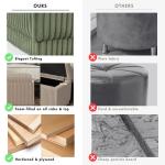 Beige Corduroy Rectangle Storage Bench