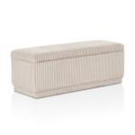 Beige Corduroy Rectangle Storage Bench