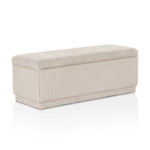 Beige Corduroy Rectangle Storage Bench