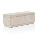Beige Corduroy Rectangle Storage Bench