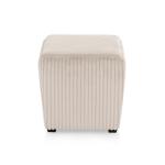 Beige Corduroy Square Storage Ottoman