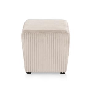 Beige Corduroy Square Storage Ottoman