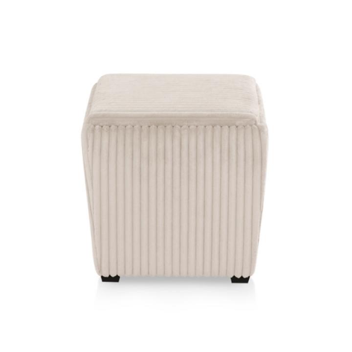 Beige Corduroy Square Storage Ottoman