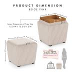 Beige Corduroy Square Storage Ottoman