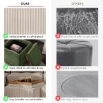 Beige Corduroy Square Storage Ottoman