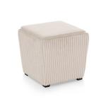 Beige Corduroy Square Storage Ottoman
