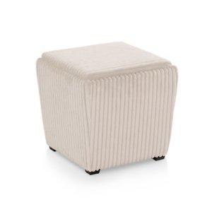 Beige Corduroy Square Storage Ottoman