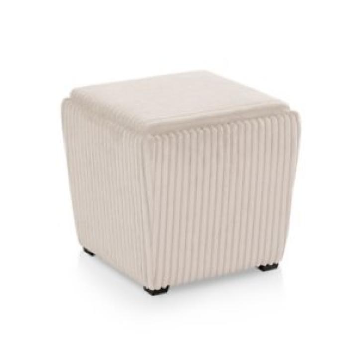 Beige Corduroy Square Storage Ottoman