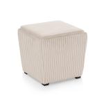Beige Corduroy Square Storage Ottoman