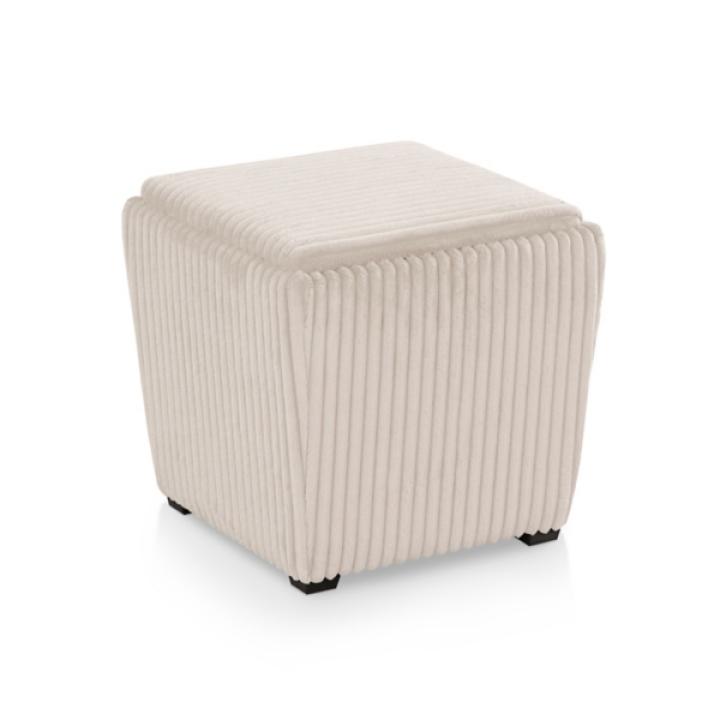 Beige Corduroy Square Storage Ottoman