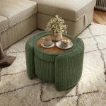 Green Corduroy Tufted Storage Ottoman