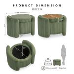 Green Corduroy Tufted Storage Ottoman