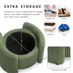 Green Corduroy Tufted Storage Ottoman
