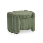 Green Corduroy Tufted Storage Ottoman