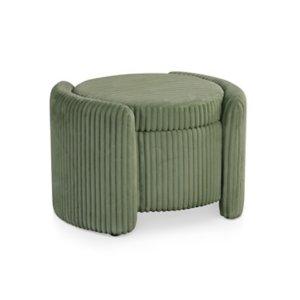 Green Corduroy Tufted Storage Ottoman