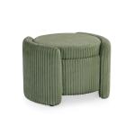 Green Corduroy Tufted Storage Ottoman