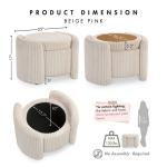 Beige Corduroy Tufted Storage Ottoman