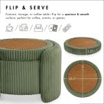 Beige Corduroy Tufted Storage Ottoman