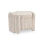 Beige Corduroy Tufted Storage Ottoman