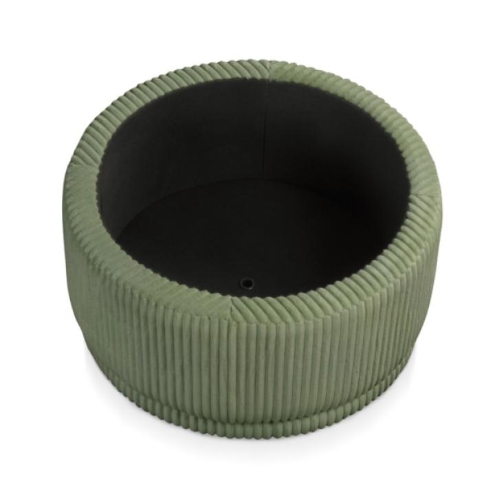 Green Corduroy Round Tufted Storage Ottoman
