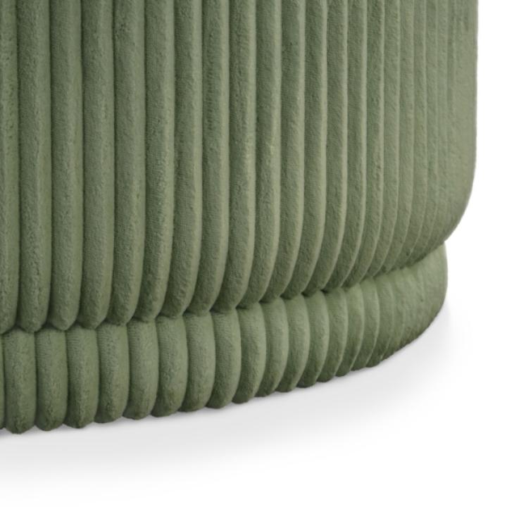 Green Corduroy Round Tufted Storage Ottoman