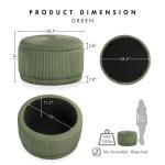 Green Corduroy Round Tufted Storage Ottoman