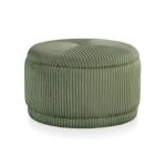 Green Corduroy Round Tufted Storage Ottoman