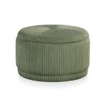 Green Corduroy Round Tufted Storage Ottoman