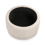 Beige Corduroy Round Tufted Storage Ottoman
