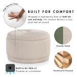 Beige Corduroy Round Tufted Storage Ottoman