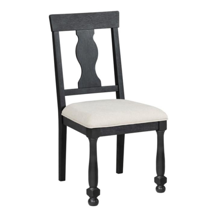Black Wood Modern Farmhouse 2-pc. Dining Chair Set