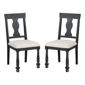 Black Wood Modern Farmhouse 2-pc. Dining Chair Set