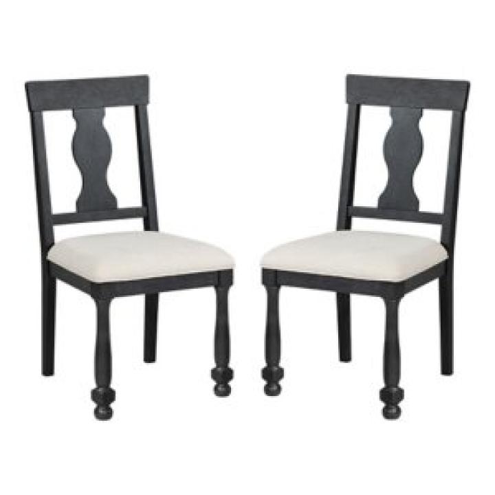 Black Wood Modern Farmhouse 2-pc. Dining Chair Set