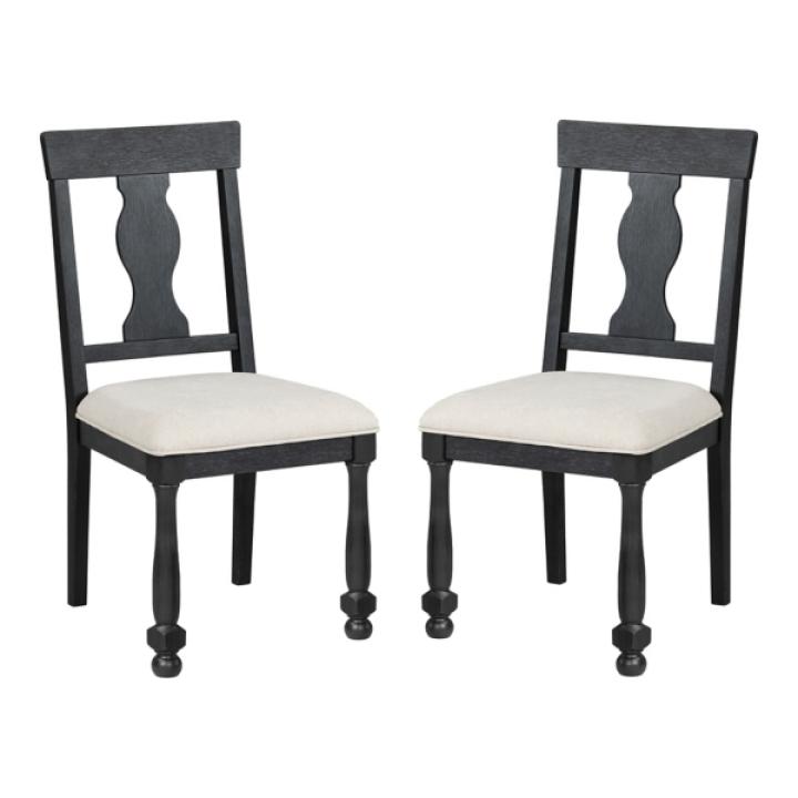 Black Wood Modern Farmhouse 2-pc. Dining Chair Set