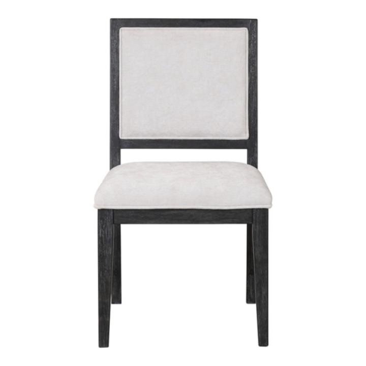 Weathered Black Wood Modern 2-pc. Dining Chair Set