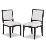 Weathered Black Wood Modern 2-pc. Dining Chair Set