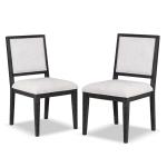 Weathered Black Wood Modern 2-pc. Dining Chair Set