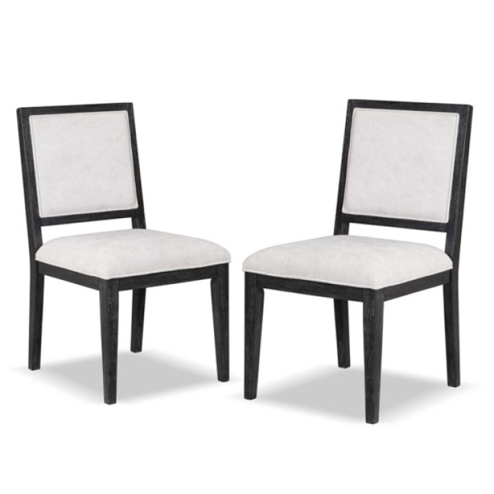 Weathered Black Wood Modern 2-pc. Dining Chair Set