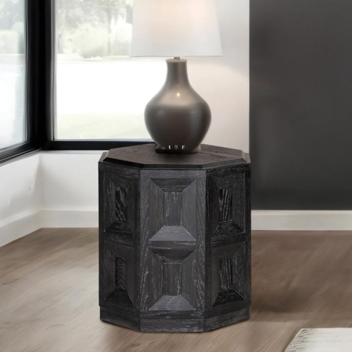 Black Wood Weathered Flonnin Accent Table