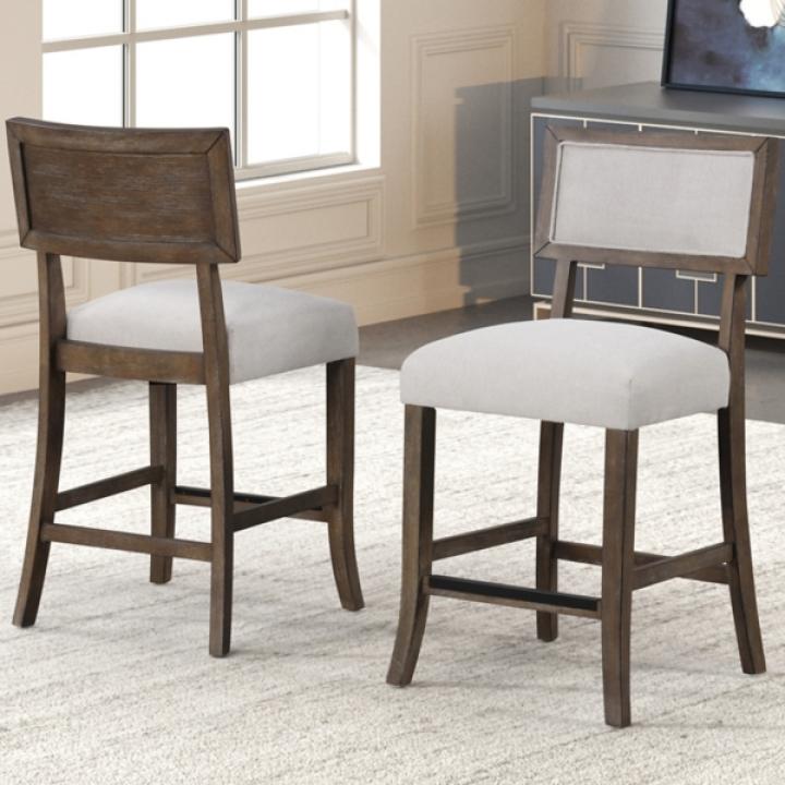 Beige Upholstered Sarena Counter Stools, Set of 2