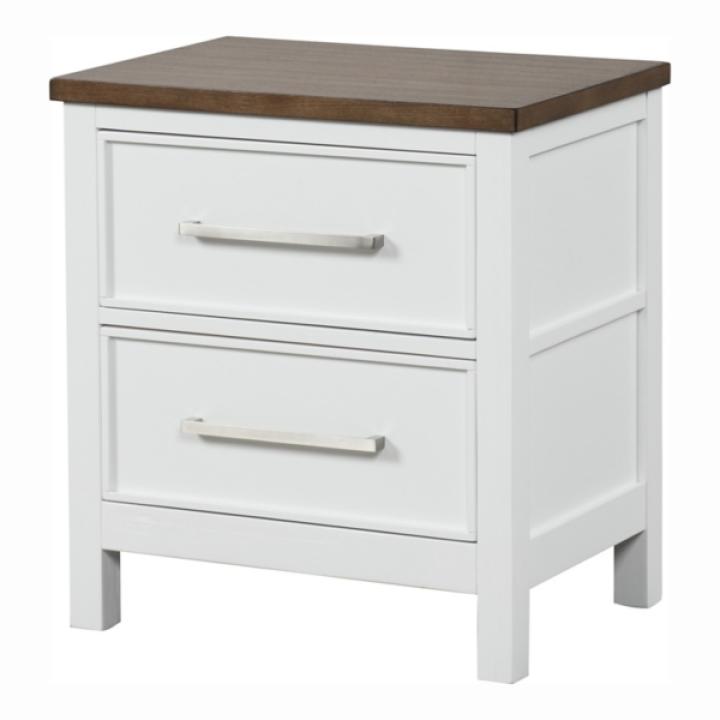 White Two Tone Wood Bering Nightstand