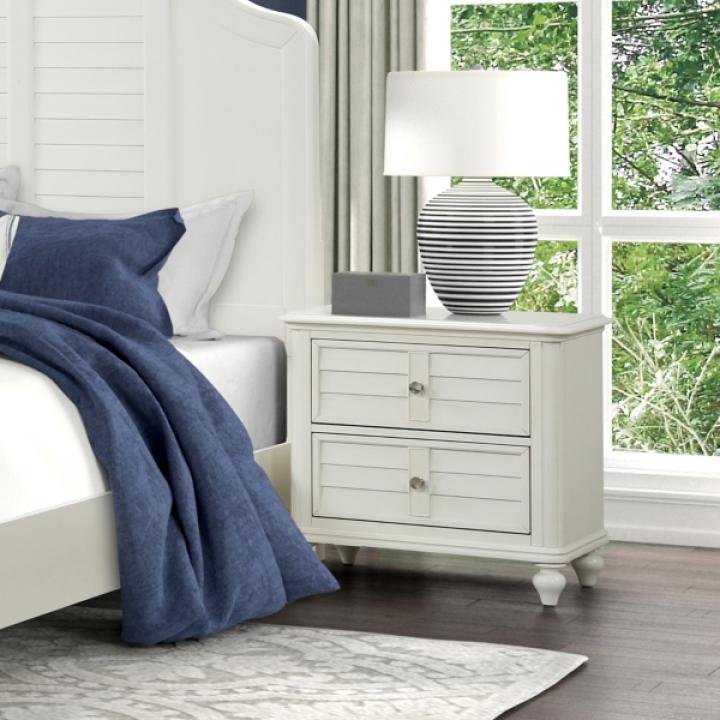 Addie Antique White Wood Nightstand