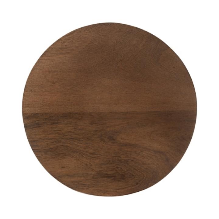 Brown Round Ribbed Reid Accent Table