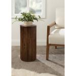 Brown Round Ribbed Reid Accent Table