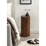 Brown Round Ribbed Reid Accent Table