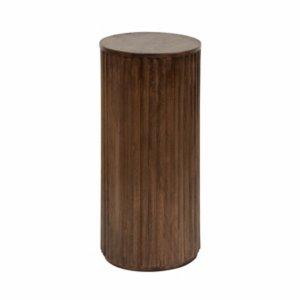 Brown Round Ribbed Reid Accent Table