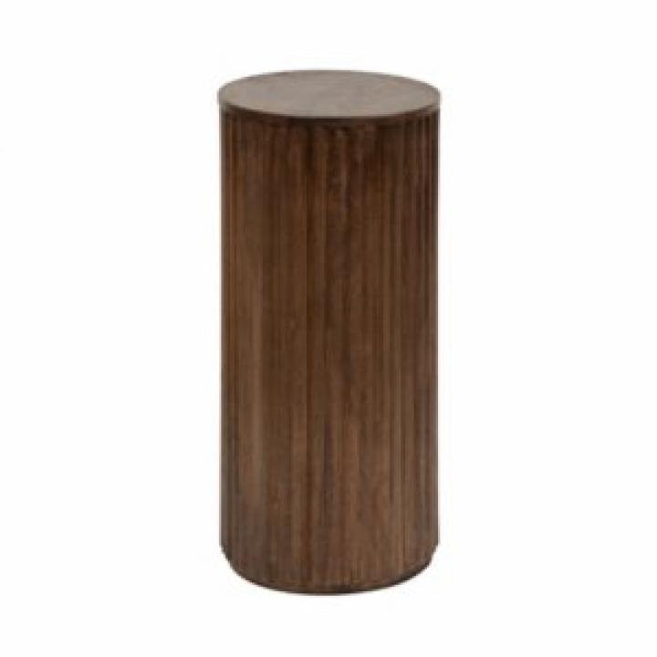 Brown Round Ribbed Reid Accent Table