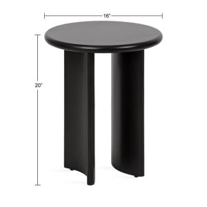 Black Round Ellie Wood Accent Table