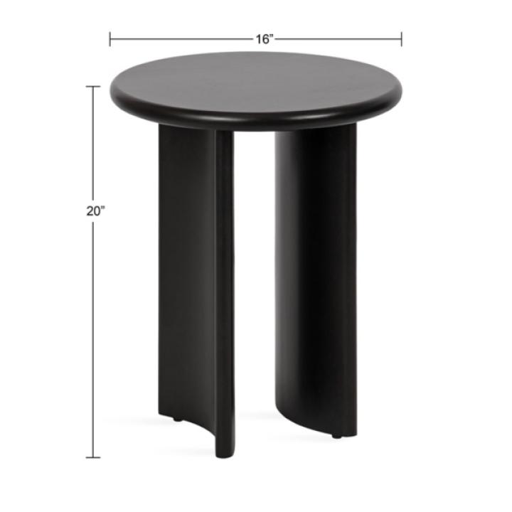 Black Round Ellie Wood Accent Table