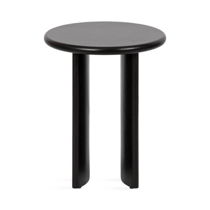 Black Round Ellie Wood Accent Table